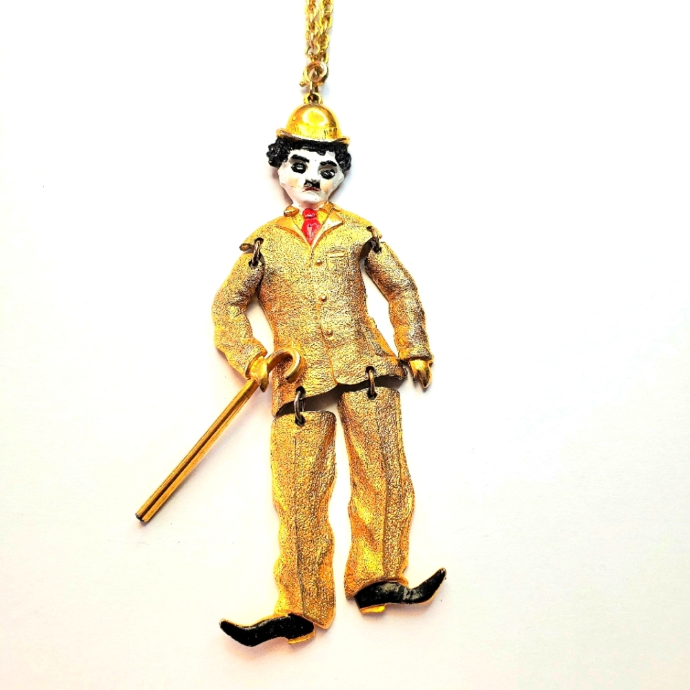Vintage Dancing Charlie chaplain necklace